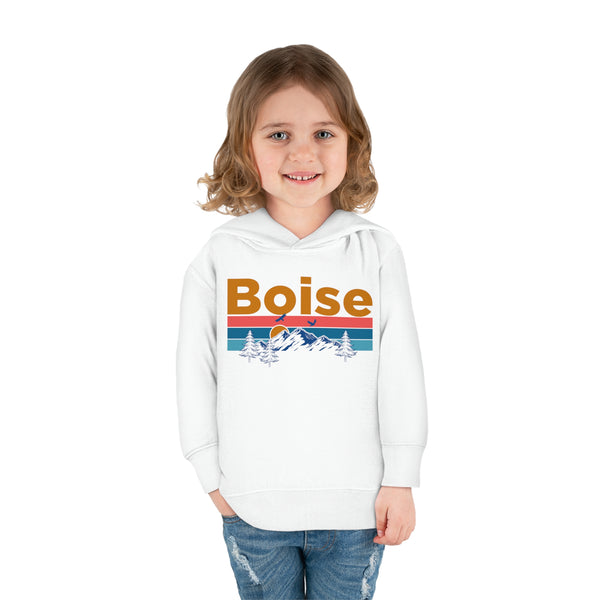 Boise Toddler Hoodie - Retro Mountain Sun Unisex Boise Toddler Sweatshirt