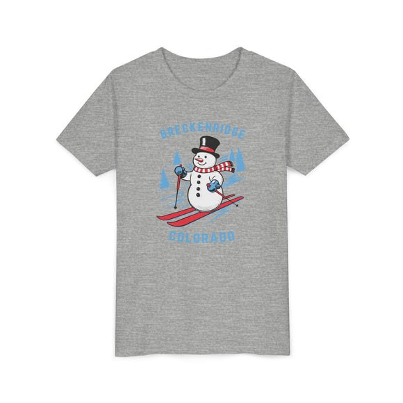 Breckenridge, Colorado Youth Skiing Snowman Tee - Kids Breckenridge T Shirt