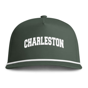 Buy moss Charleston, South Carolina Embroidered Rope Hat - Vintage Sunwashed Rope Cap, Comfort Colors