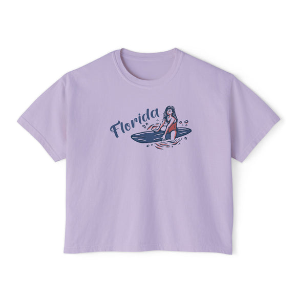 Florida Surfer Girl Tee | 100% Cotton Women's Boxy Tee