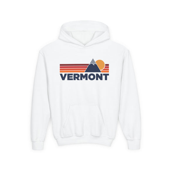 Vermont Youth Hoodie Retro Mountain, Kids Pullover, Vintage Style Vermont Sweatshirt