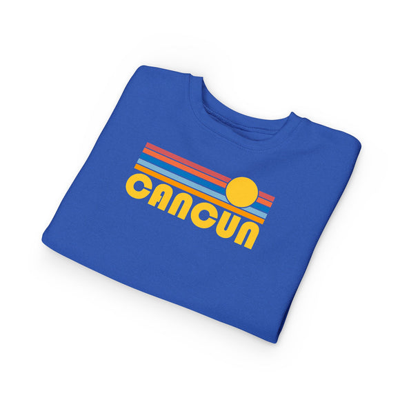 Cancun, Mexico Toddler Sweatshirt - Retro Sun Cancun Toddler Crewneck Sweatshirt