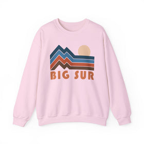 Buy light-pink Big Sur, California Sweatshirt Retro Mountains, Big Sur Unisex Graphic Crewneck