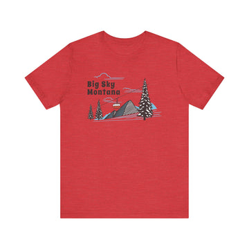 Buy heather-red Big Sky, Montana T-Shirt - Retro Ski Mountain Gondola Unisex Big Sky Shirt