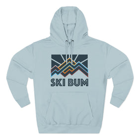 Buy blue-mist Ski Bum Hoodie - Retro Mountain Unisex Sweatshirt