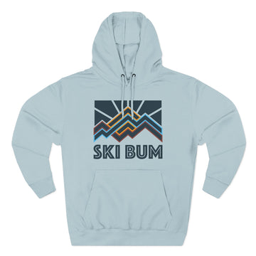 Buy blue-mist Ski Bum Hoodie - Retro Mountain Unisex Sweatshirt