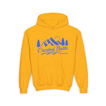 Buy gold Retro Crested Butte, Colorado Youth Hoodie - Mountain Crested Kids Sweatshirt, Cute Crested Butte, Colorado Children's Pullover