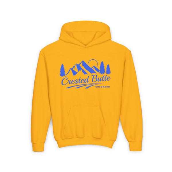 Retro Crested Butte, Colorado Youth Hoodie - Mountain Crested Kids Sweatshirt, Cute Crested Butte, Colorado Children's Pullover