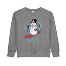 Alaska Toddler Sweatshirt - Skiing Snowman Alaska Toddler Crewneck Sweatshirt-2