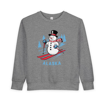 Alaska Toddler Sweatshirt - Skiing Snowman Alaska Toddler Crewneck Sweatshirt - 0
