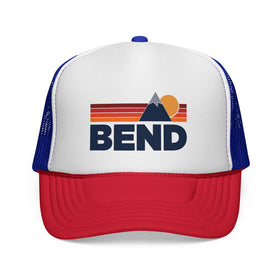 Bend, Oregon Retro Mountains Trucker Hat - Vintage Style Bend Cap
