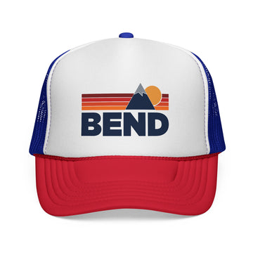 Bend, Oregon Retro Mountains Trucker Hat - Vintage Style Bend Cap