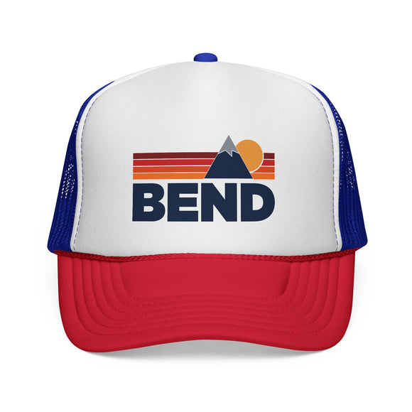 Bend, Oregon Retro Mountains Trucker Hat - Vintage Style Bend Cap