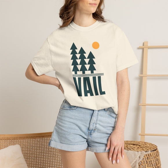 Vail, Colorado T-Shirt, Comfort Colors 100% Cotton Trees Tee - Pine Tree Graphic