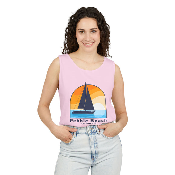 Pebble Beach, California Sailboat Tank Top | Comfort Colors 100% Cotton
