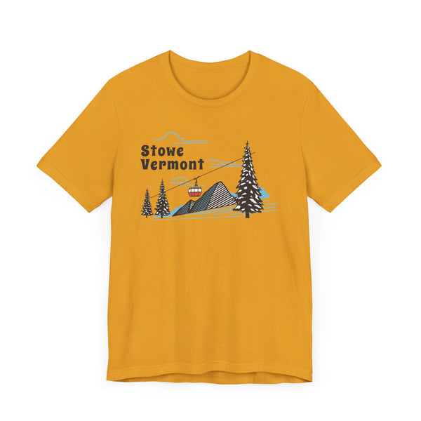 Stowe, Vermont T-Shirt - Retro Ski Mountain Gondola Unisex Stowe Shirt