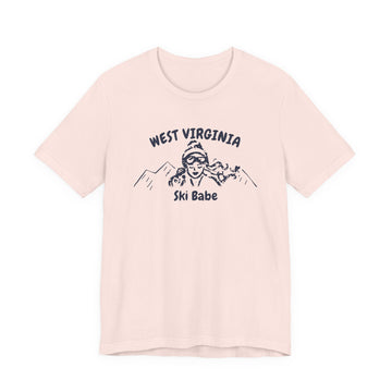 West Virginia Ski Babe T‑Shirt - Retro Skiing Graphic Tee - 0