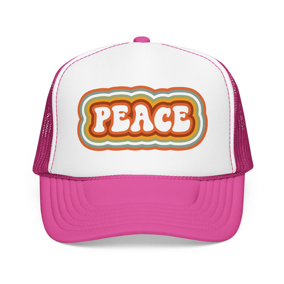 Retro Peace Trucker Hat Boho