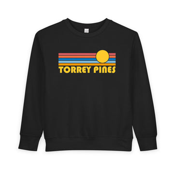 Buy black Torrey Pines, California Toddler Sweatshirt - Retro Sun Torrey Pines Toddler Crewneck Sweatshirt