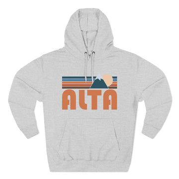 Buy heather-grey Alta, Utah Hoodie - Retro Mountain Unisex Sweatshirt