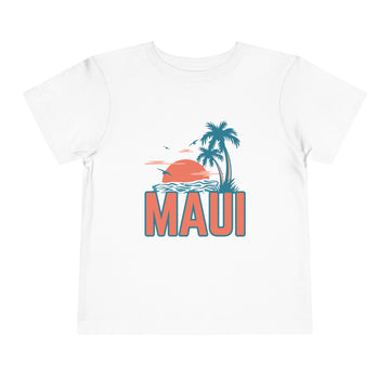 Maui, Hawaii Toddler T-Shirt - Retro Palm Tree Toddler Maui Shirt - 0