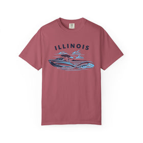 Buy crimson Illinois T Shirt, Comfort Colors Cotton 100% Cotton Wakeboard Boat Tee