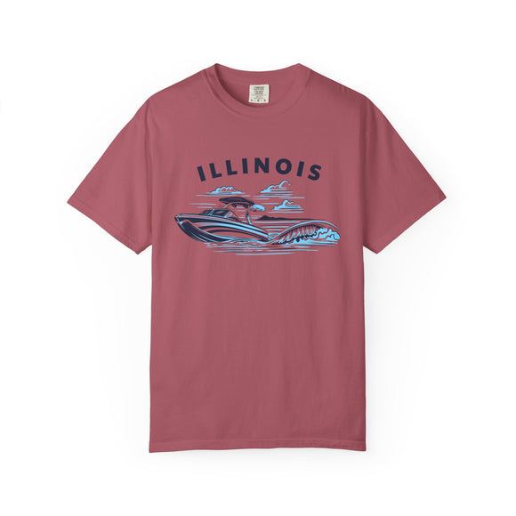Illinois T Shirt, Comfort Colors Cotton 100% Cotton Wakeboard Boat Tee
