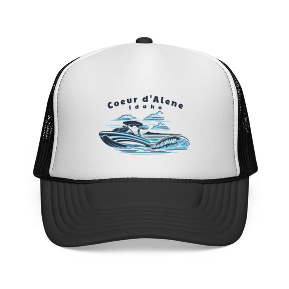 Coeur d Alene, Idaho Wakeboard Boat Trucker Hat