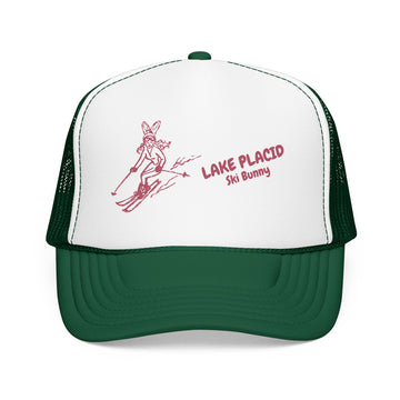 Buy kelly-white-kelly Lake Placid, New York Ski Bunny Foam Trucker Hat