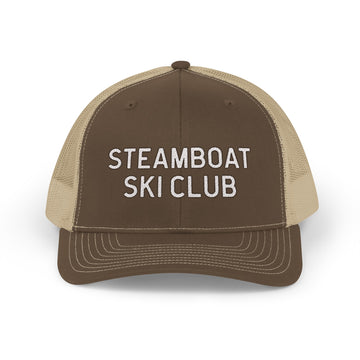 Buy brown-khaki Steamboat, Colorado Snapback Trucker Cap - Embroidered Steamboat Hat