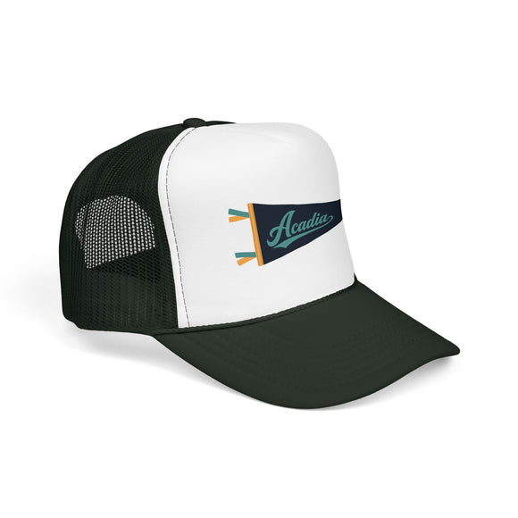 Acadia National Park Pennant Trucker Hat — Vintage Foam Mesh Cap