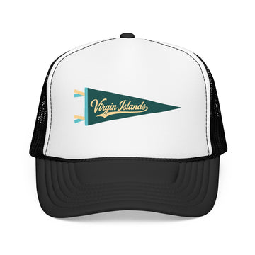 Buy black-white Virgin Islands National Park Pennant Trucker Hat — Vintage Foam Mesh Cap
