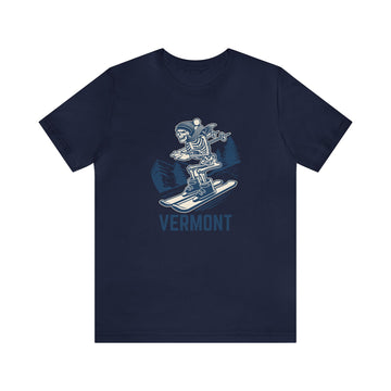 Buy navy Vermont T-Shirt - Skeleton Skier Unisex Vermont Shirt