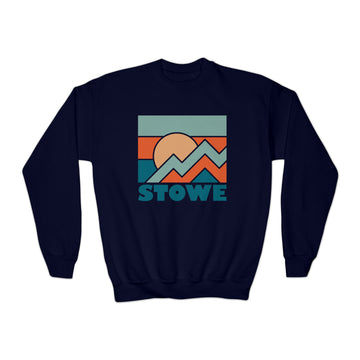 Buy navy Stowe, Vermont Youth Sweatshirt - Unisex Kid's Stowe Crewneck Sweatshirt