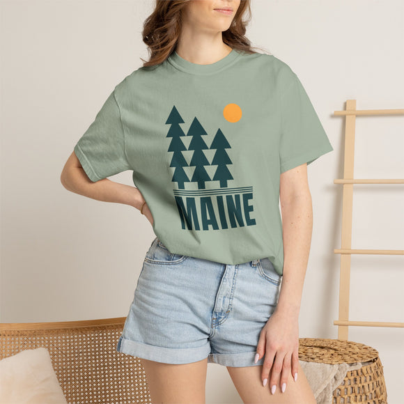 Maine T Shirt, Comfort Colors Cotton 100% Cotton Trees Tee