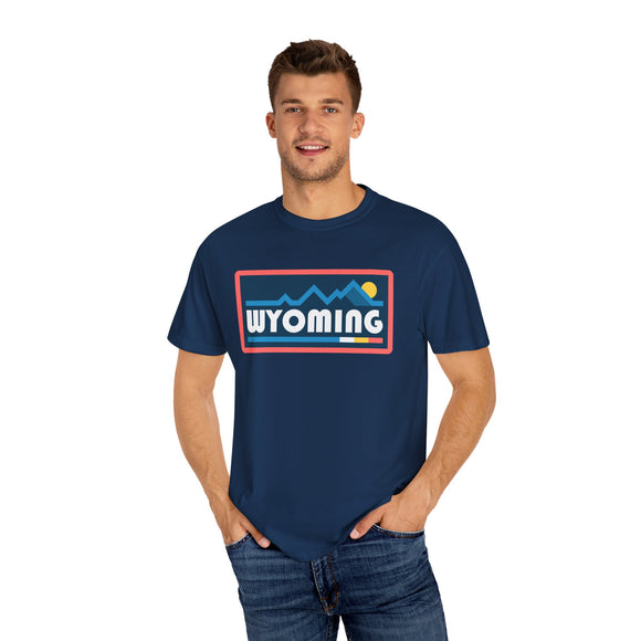 Wyoming Graphic Tee, Comfort Colors Retro Mountain Unisex T shirt