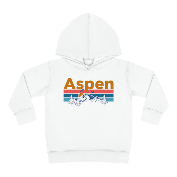 Aspen Toddler Hoodie - Retro Mountain Sun Unisex Aspen Toddler Sweatshirt