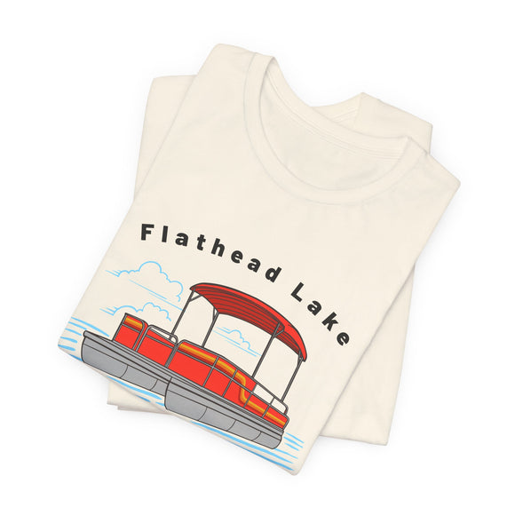Flathead Lake T Shirt - Retro Pontoon Boat Flathead Lake Tee