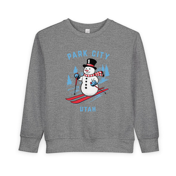 Park City, Utah Toddler Sweatshirt - Skiing Snowman Park City Toddler Crewneck Sweatshirt
