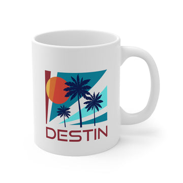 Destin, Florida Mug - Retro 11oz Ceramic Destin Mug - Palm Silhouette