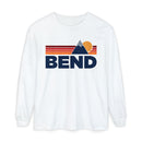 Bend, Oregon Long Sleeve T-Shirt Retro Mountain, Unisex Bend Unisex Garment-dyed Long Sleeve T-Shirt-2