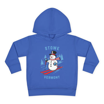 Buy vintage-royal Stowe, Vermont Toddler Hoodie - Unisex Stowe Skiing Snowman Sweatshirt