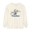 Truckee, California Long Sleeve T-Shirt Retro Mountain, Unisex Truckee Unisex Garment-dyed Long Sleeve T-Shirt-1