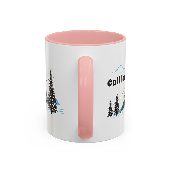 California Retro Snow Skiing Mountain 11 oz Mug, Ski Lodge Decor Coffee Cup, Mountain Gondola Lover Gift, Retro Skiing Mug