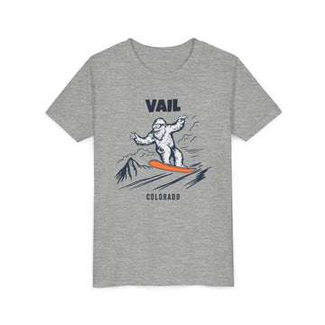 Buy athletic-heather Vail, Colorado Yeti Snowboard Youth Tee - Kids Skiing Shirt