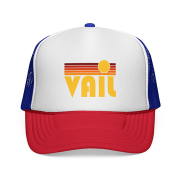 Vail, Colorado Retro Sun Trucker Hat - Vintage Style Vail Cap