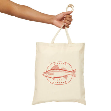 Bigfork, Montana Fishing Canvas Tote Bag - 15" x 16" - 0