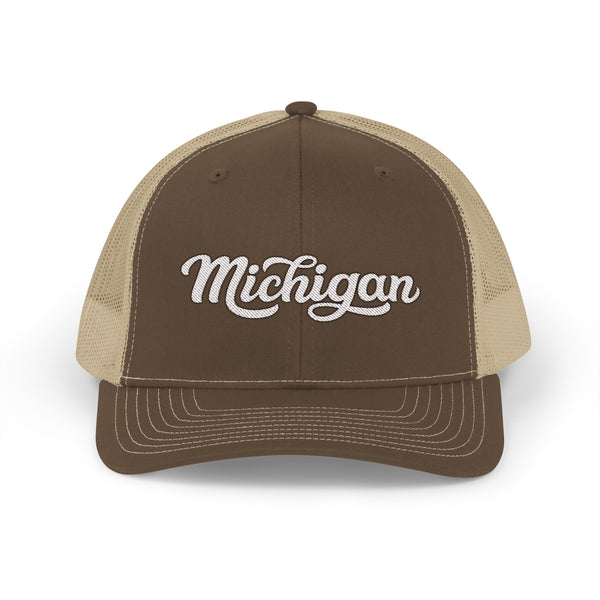 Michigan Snapback Trucker Cap - Embroidered Michigan Hat