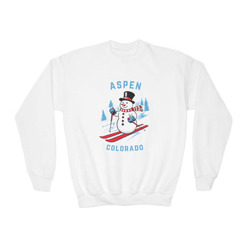 Aspen, Colorado Youth Crewneck Sweatshirt - Ski Snowman Unisex Kid's Aspen, Colorado Sweatshirt