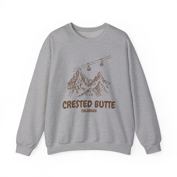 Crested Butte, Colorado Mountain Gondola Sweatshirt, Travel Graphic